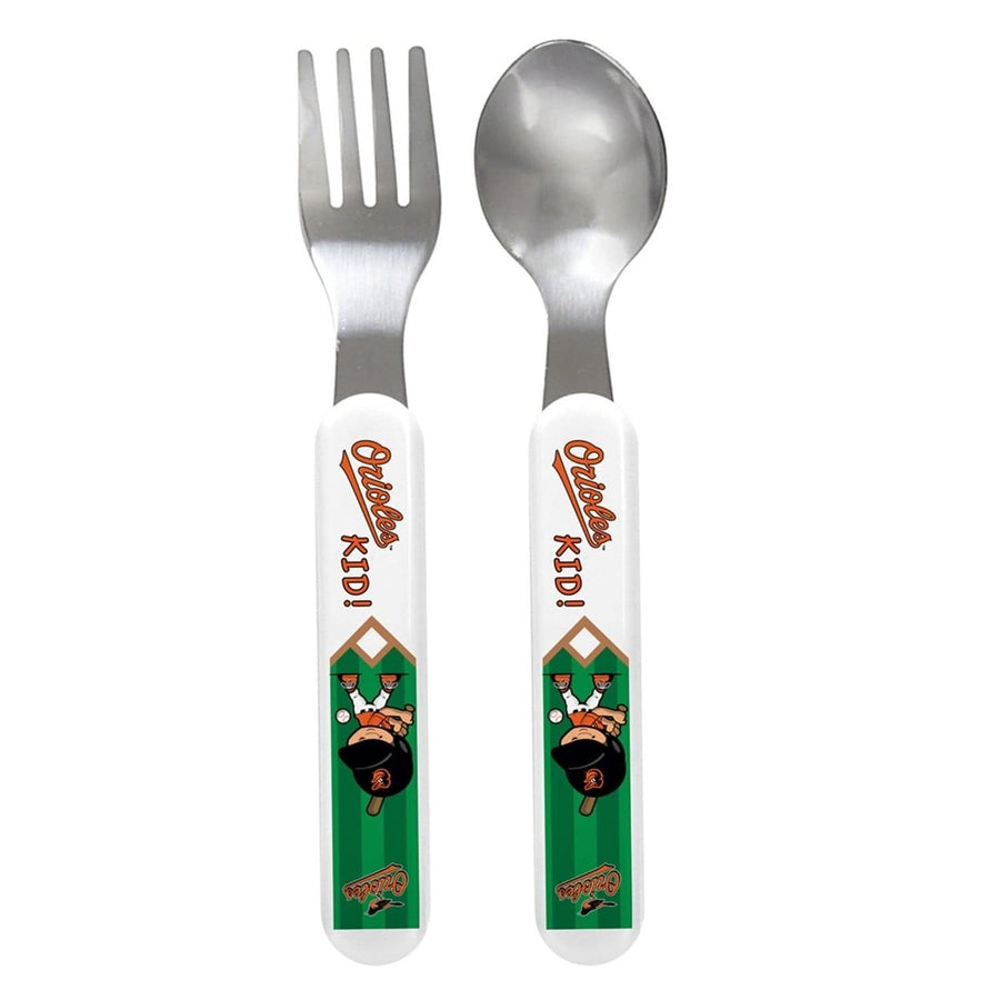 Baltimore Orioles Baby Fork and Spoon Set BPA-Free Ergonomic Design MLB Fan Image 1