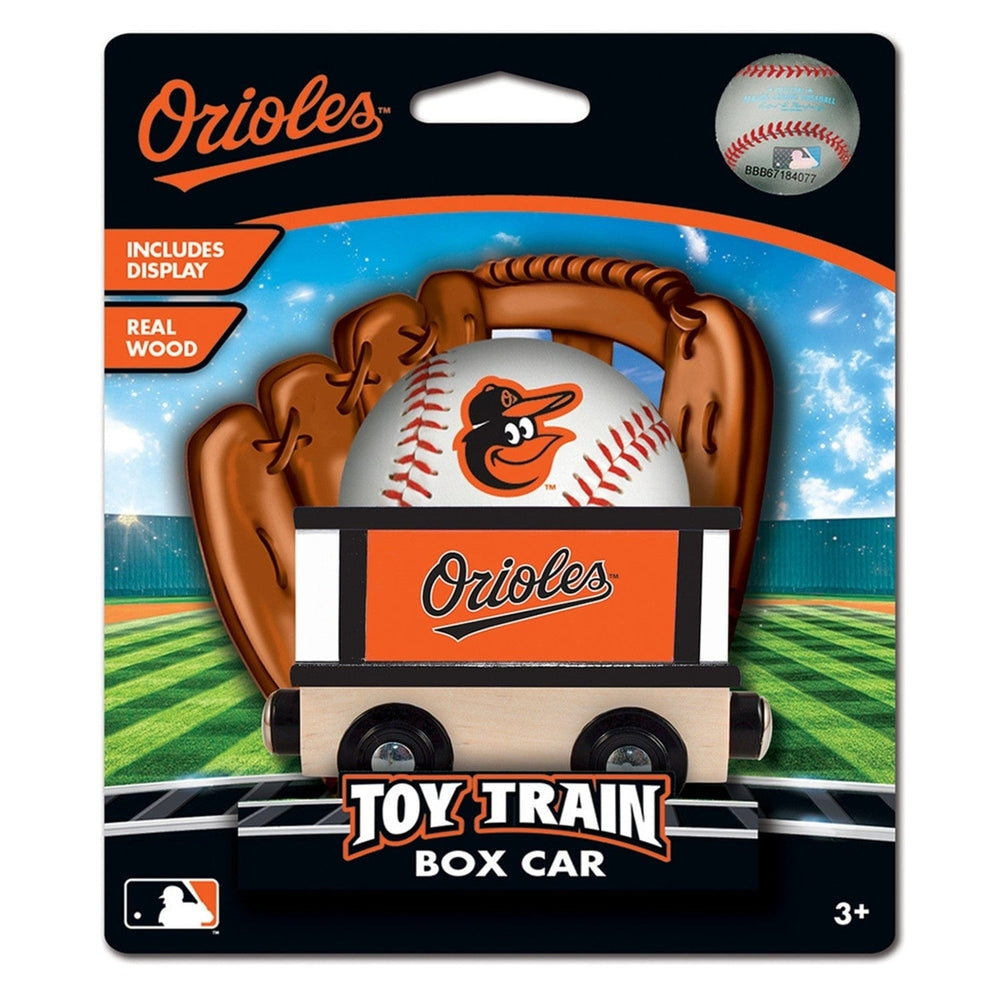 Baltimore Orioles Toy Train Box Car Wooden Hand-Painted 1" Track Compatible Image 2