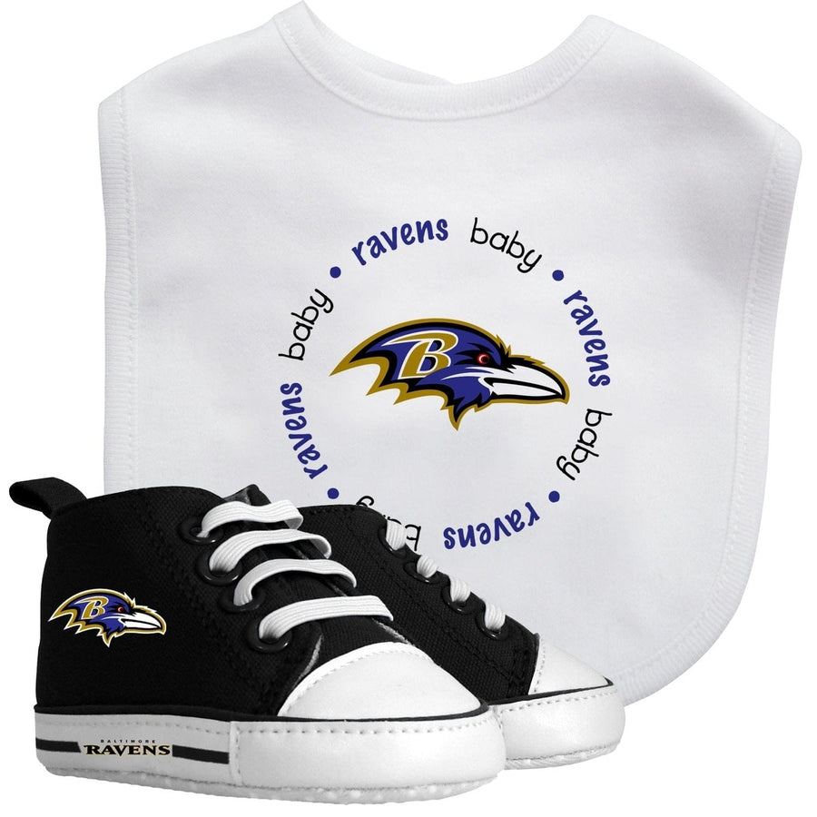 Baltimore Ravens Baby Gift Set Team Bib and Pre-Walker Slip-On Shoes Unisex Image 1