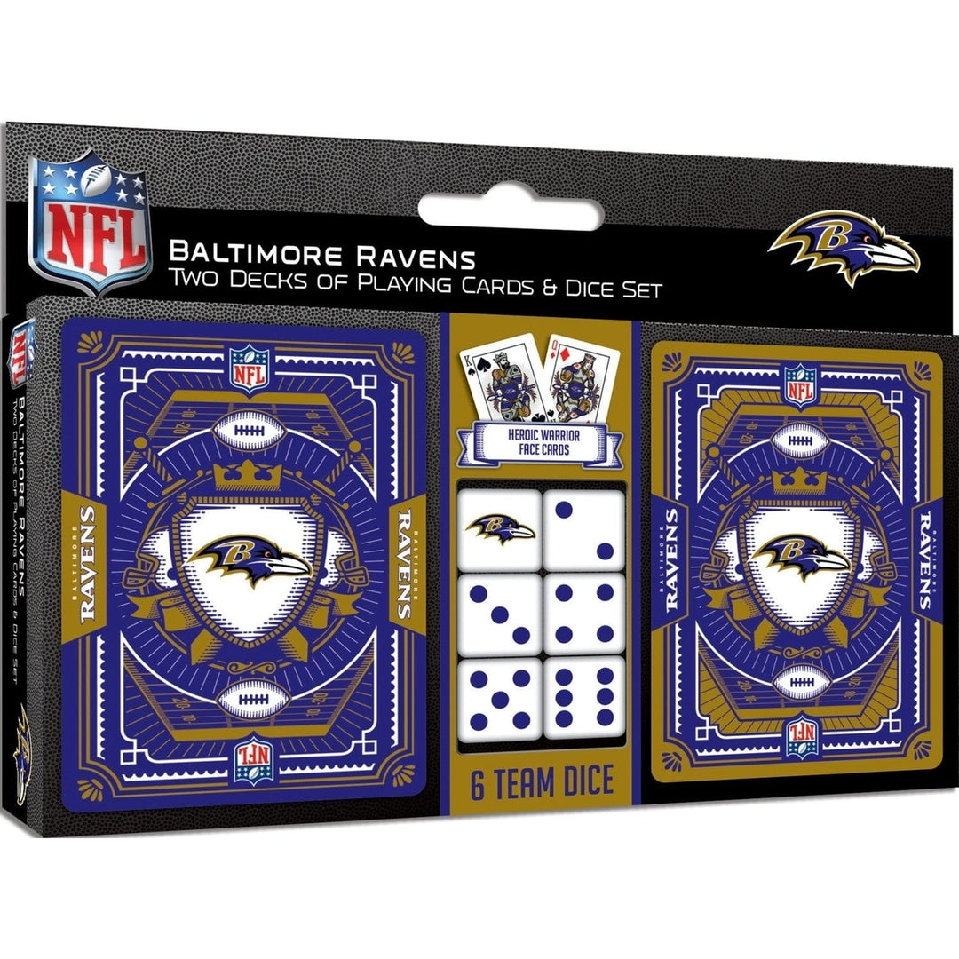 Baltimore Ravens Playing Cards Dice Set NFL Officially Licensed 2-Pack Image 1