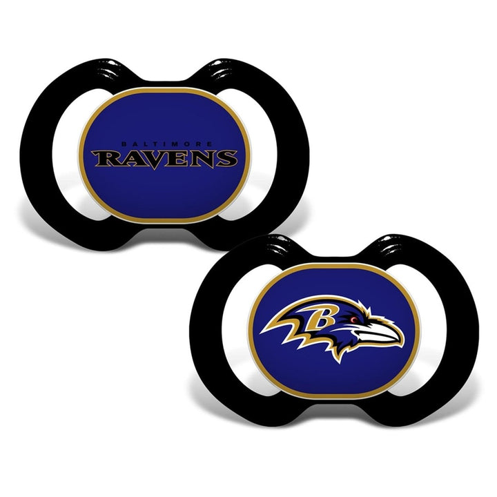 Baltimore Ravens Pacifier 2-Pack NFL Baby Soother BPA-Free Orthodontic Silicone Image 1