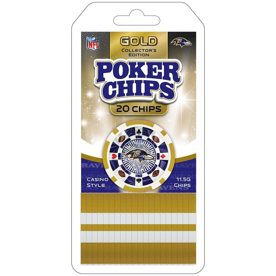 Baltimore Ravens Gold Collectors Edition 20 Poker Chips Casino Style Set Image 1