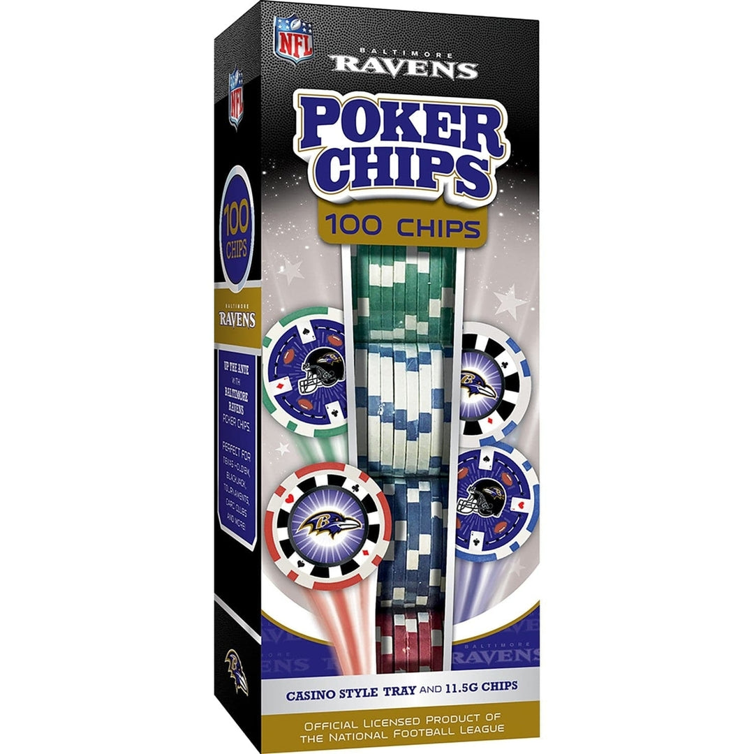 Baltimore Ravens 100 Piece Casino Style Poker Chips NFL Team Support Set Image 1