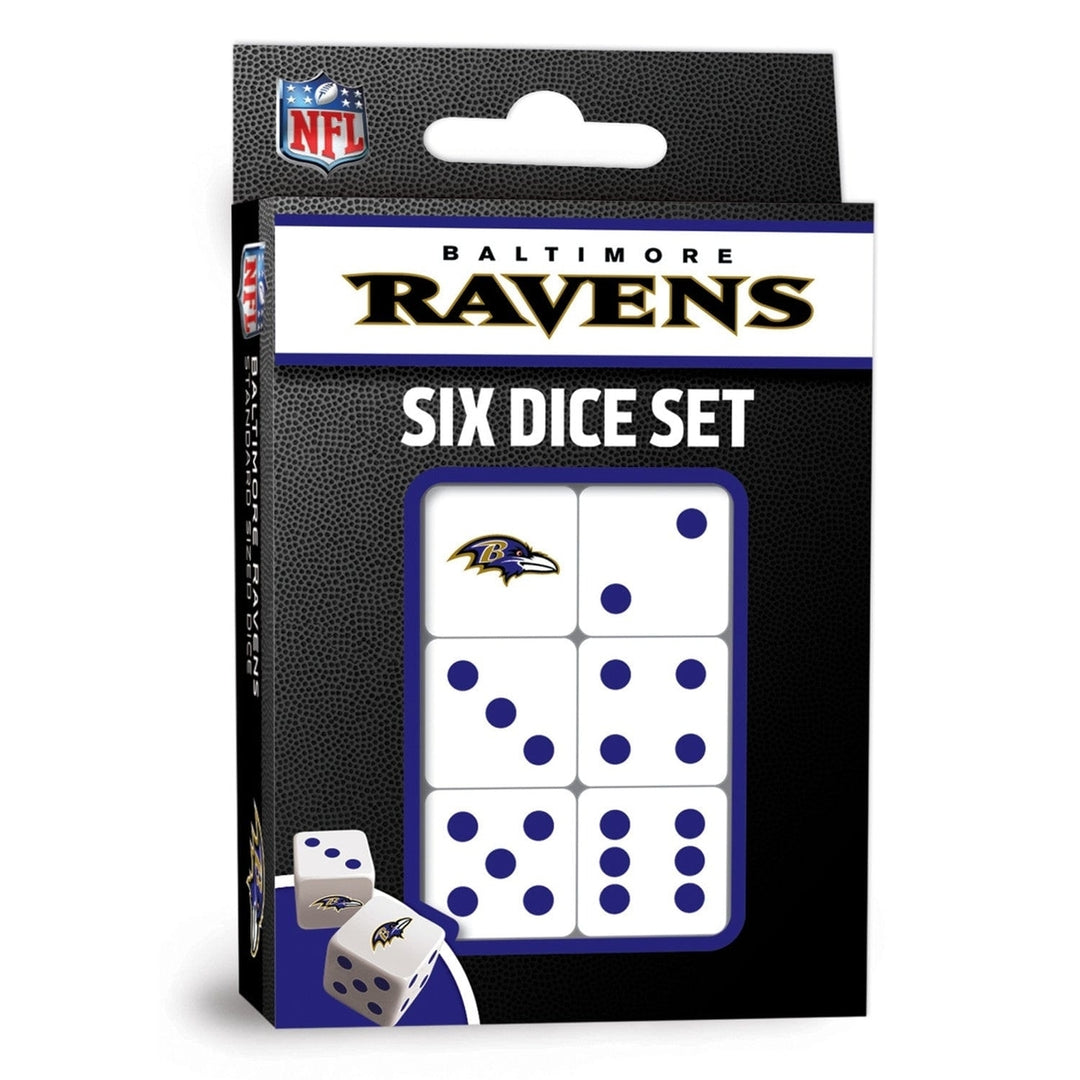 Baltimore Ravens Dice Set 6 Piece Gaming Dice D6 Officially Licensed 16mm Image 1