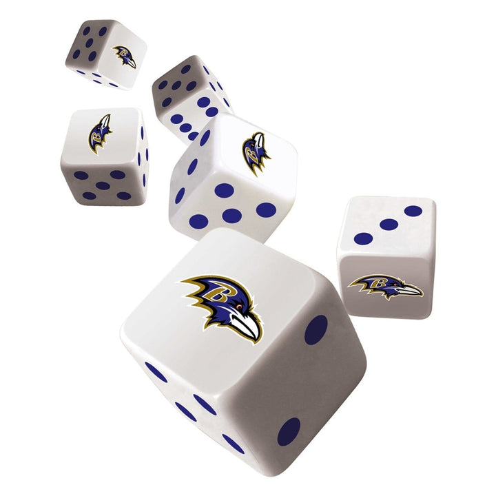 Baltimore Ravens Dice Set 6 Piece Gaming Dice D6 Officially Licensed 16mm Image 2