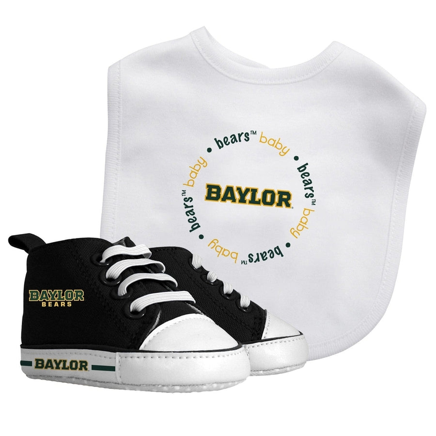 Baylor Bears Baby Gift Set Bib Pre-Walkers Shoes Unisex Cotton 2-Piece Image 1