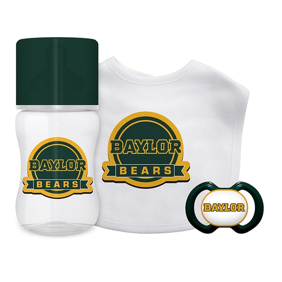 Baylor Bears Baby Gift Set 3-Piece Unisex BPA-Free Bib Bottle Pacifier Image 1