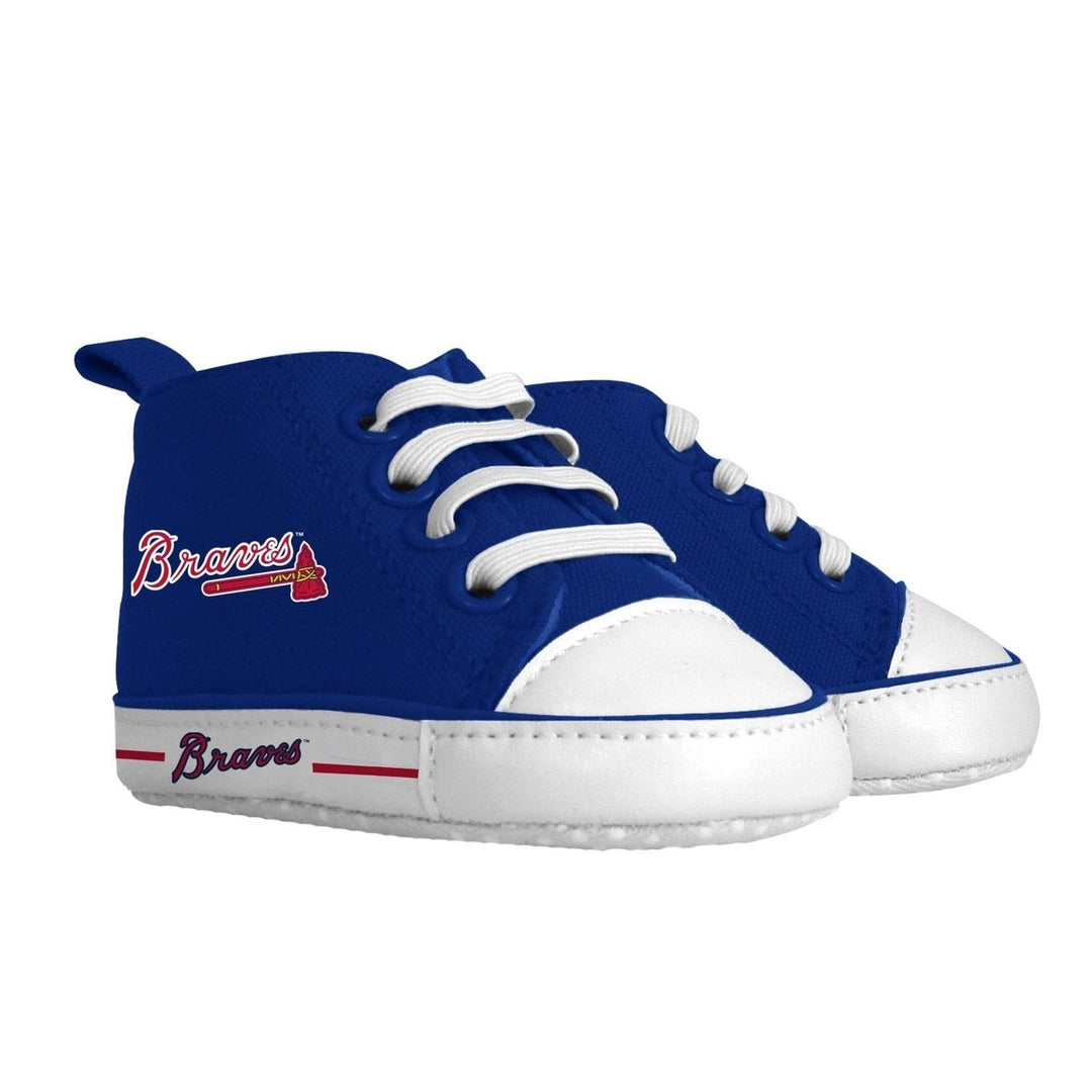 Atlanta Braves Baby Shoes High Top Pre-Walkers Soft Fabric Grippers Unisex Image 1