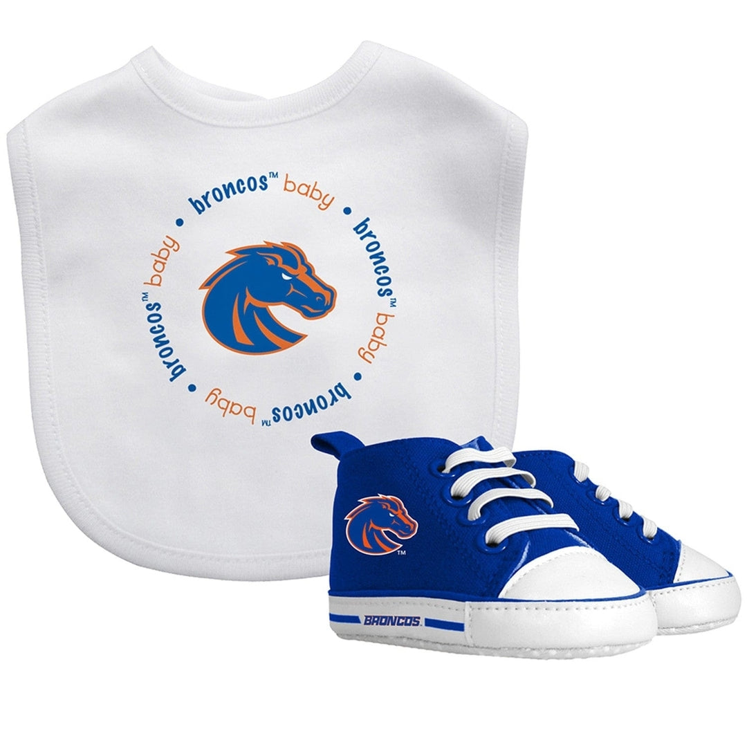 Boise State Broncos 2-Piece Baby Gift Set Bib and Pre-Walker Shoes Unisex Image 1