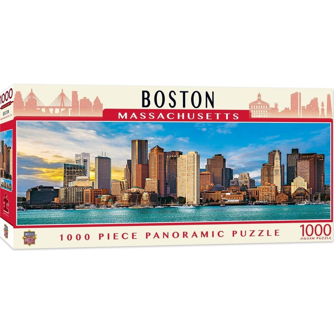 American Vista Boston 1000 Piece Panoramic Jigsaw Puzzle Cityscape Art Image 1