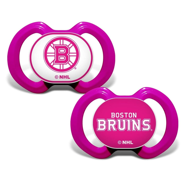 Boston Bruins Pink Pacifier 2-Pack Orthodontic Silicone BPA-Free Safe for Infants Image 1