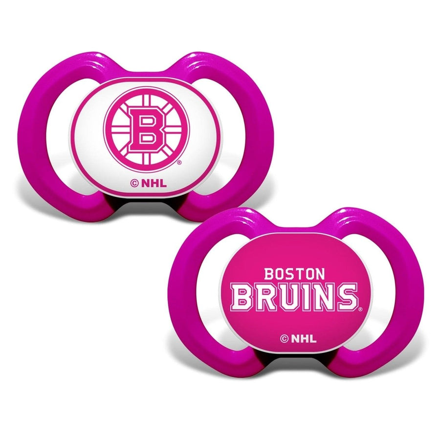 Boston Bruins Pink Pacifier 2-Pack Orthodontic Silicone BPA-Free Safe for Infants Image 1