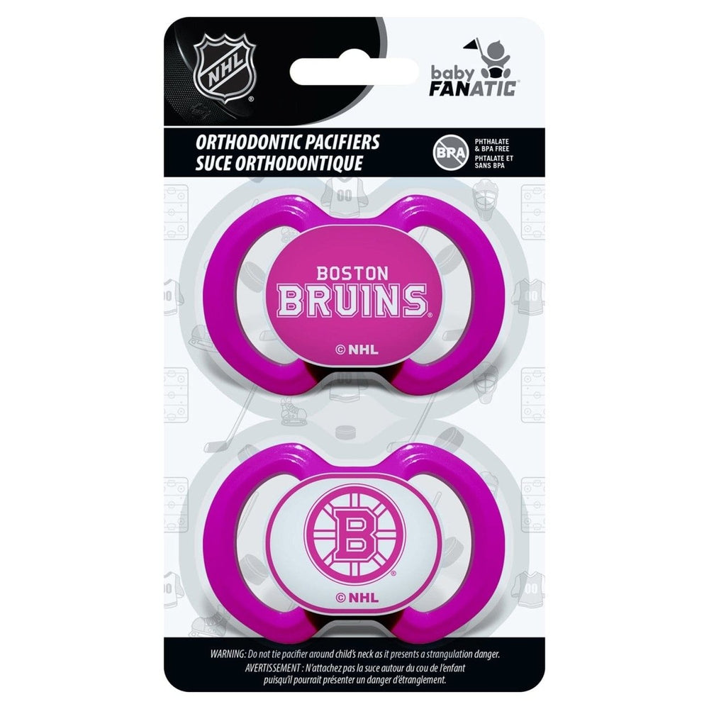 Boston Bruins Pink Pacifier 2-Pack Orthodontic Silicone BPA-Free Safe for Infants Image 2