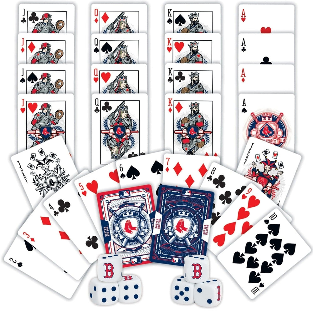 Boston Red Sox Playing Cards Dice Set 2-Pack Casino Style MLB Game Night Image 2