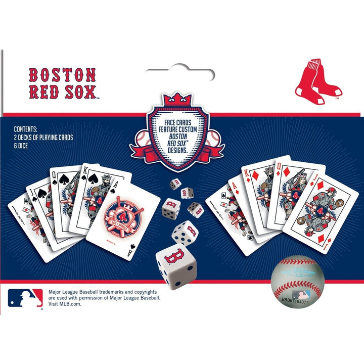 Boston Red Sox Playing Cards Dice Set 2-Pack Casino Style MLB Game Night Image 3