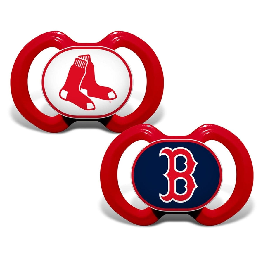 Boston Red Sox Pacifier 2-Pack MLB Baby Soothing Silicone BPA-Free Infant 3M+ Image 1