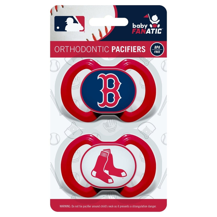 Boston Red Sox Pacifier 2-Pack MLB Baby Soothing Silicone BPA-Free Infant 3M+ Image 2