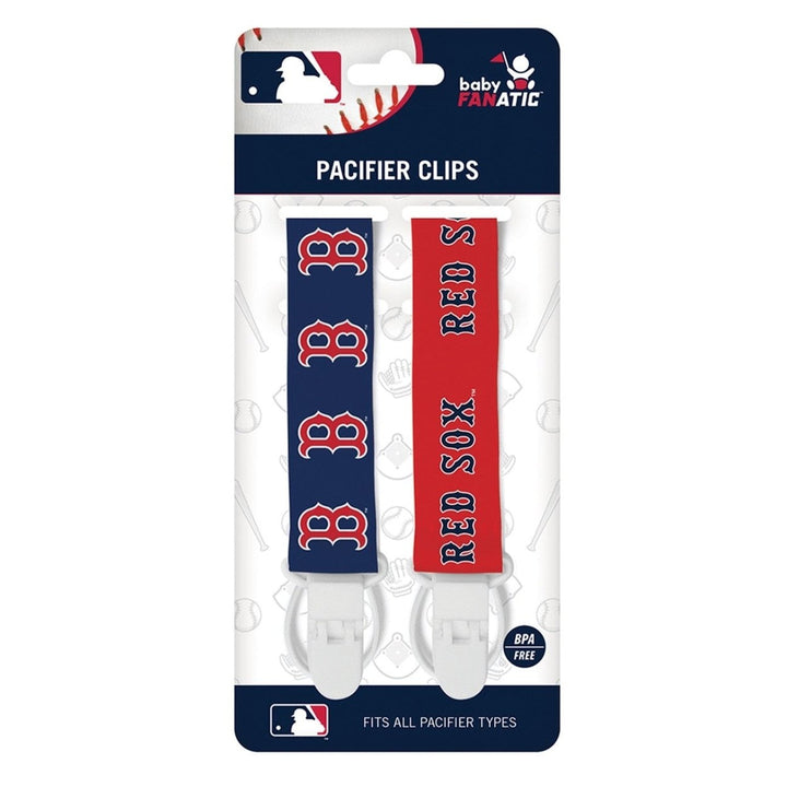 Boston Red Sox Pacifier Clip 2-Pack MLB BabyFanatic Team Logo Colorful Clips Image 2