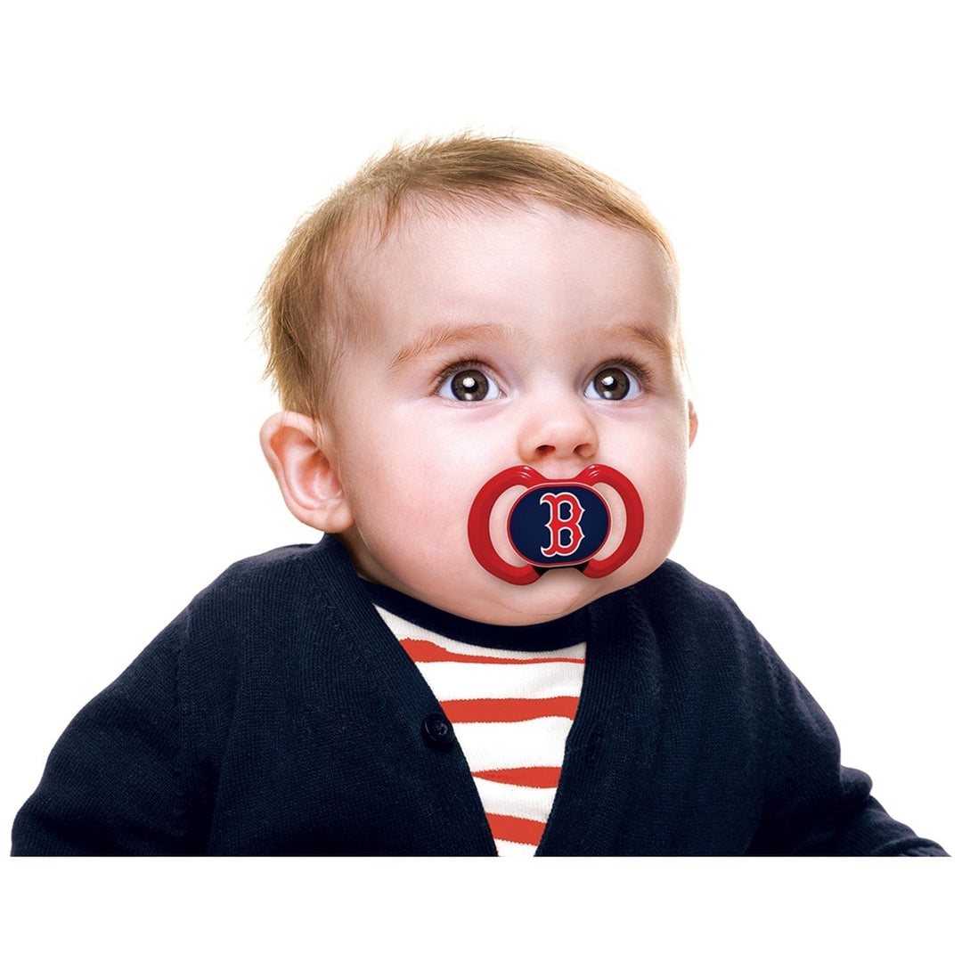 Boston Red Sox Pacifier 2-Pack MLB Baby Soothing Silicone BPA-Free Infant 3M+ Image 4