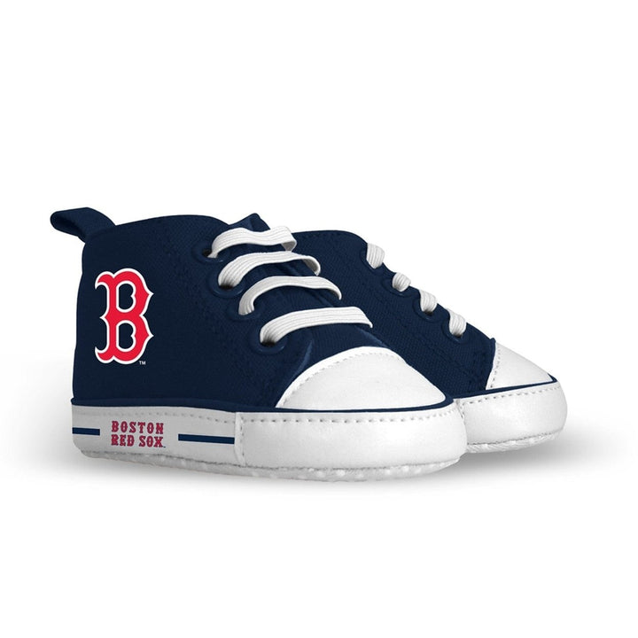 Boston Red Sox Baby Shoes Unisex High Top Pre-Walkers Soft Fabric Grippers Image 1