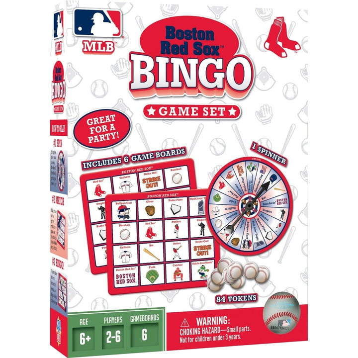 Boston Red Sox Bingo Game MLB Family Fun 6 Boards 84 Tokens Ages 3 and Up Image 1