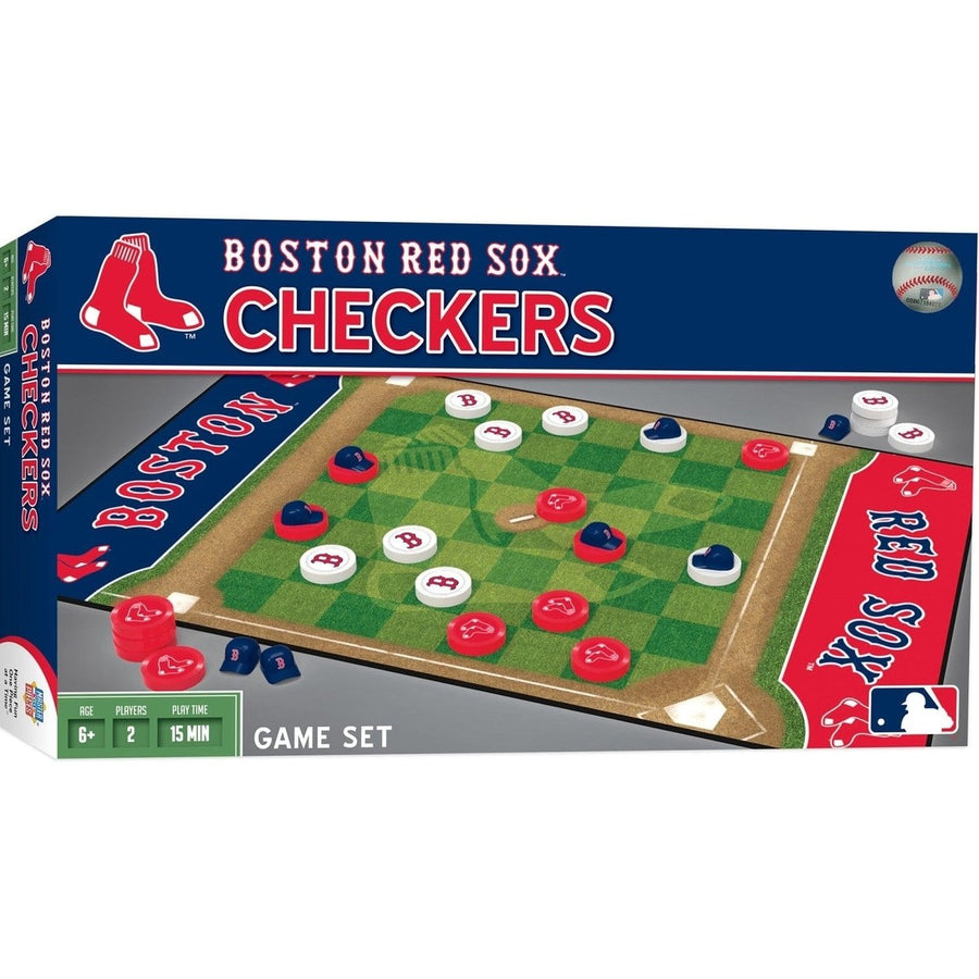 Boston Red Sox Checkers Board Game Officially Licensed 24 Pieces Ages 6+ Image 1