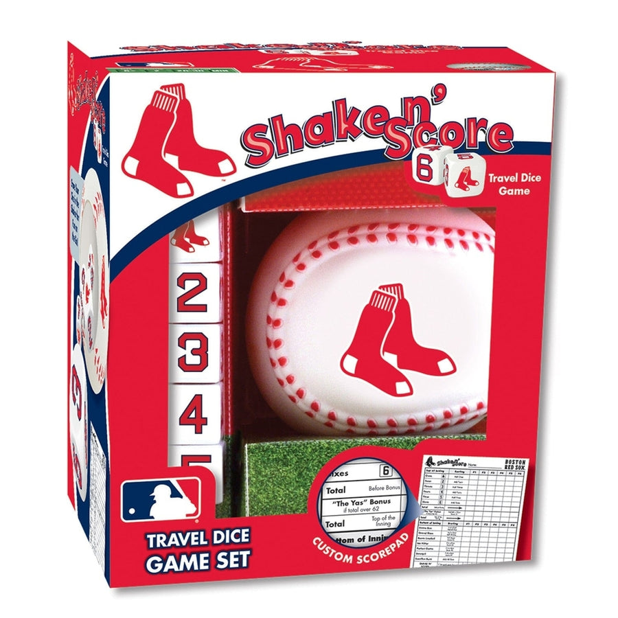 Boston Red Sox Shake n Score Dice Game Travel Game Team Dice Cup and Score Pad Image 1