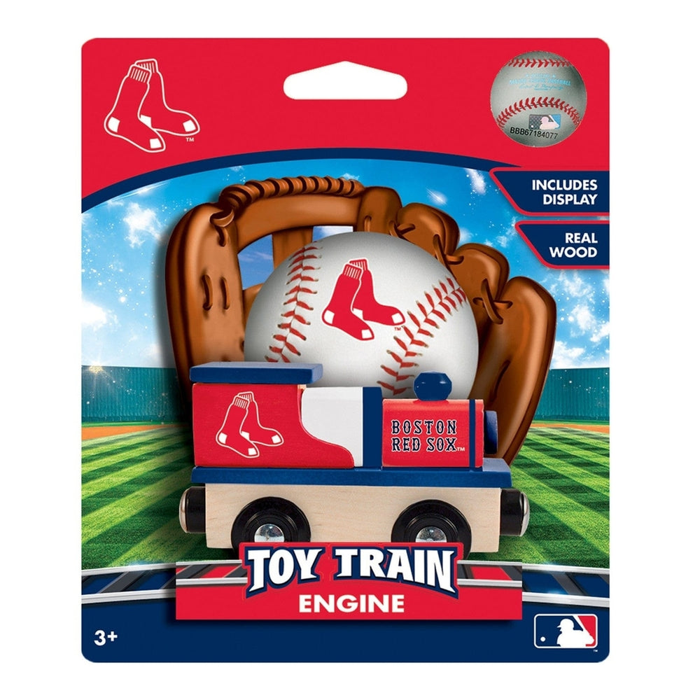 Boston Red Sox Toy Train Engine Wooden Kids Train Compatible with 1-inch Tracks Image 2