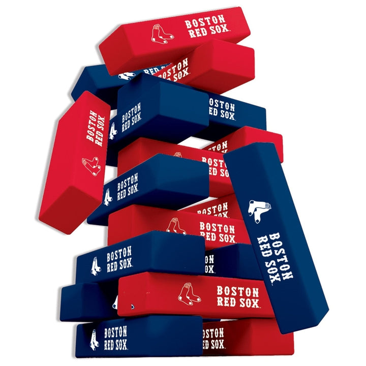 Boston Red Sox Wooden Tumble Tower Game 54 Blocks MLB Team Challenge Image 2