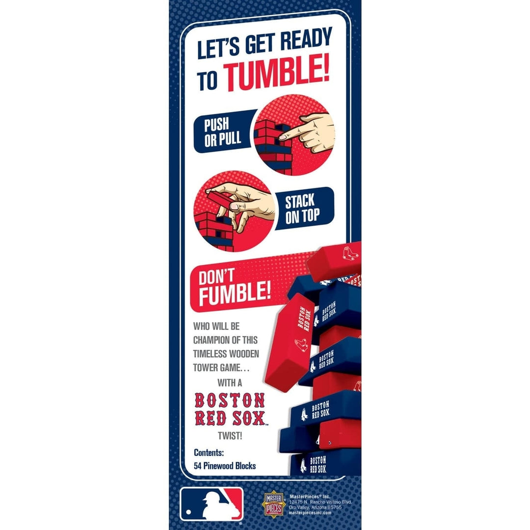 Boston Red Sox Wooden Tumble Tower Game 54 Blocks MLB Team Challenge Image 3