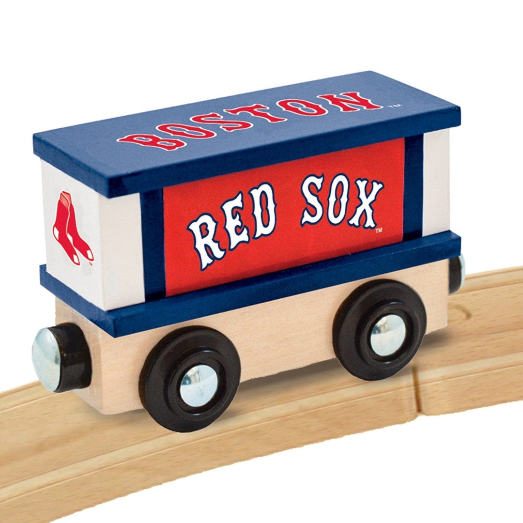 Boston Red Sox Toy Train Box Car Hand-Painted Wood Compatible with 1in Tracks Image 4