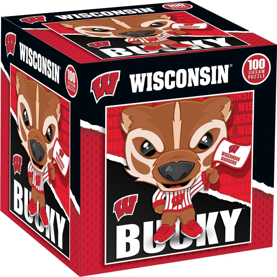 Bucky Wisconsin Badgers Mascot 100 Piece Jigsaw Puzzle 10x10 NCAA Collectible Image 1