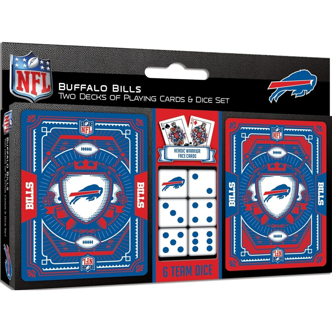 Buffalo Bills Playing Cards and Dice Set Official NFL Casino Style 2-Pack Image 1