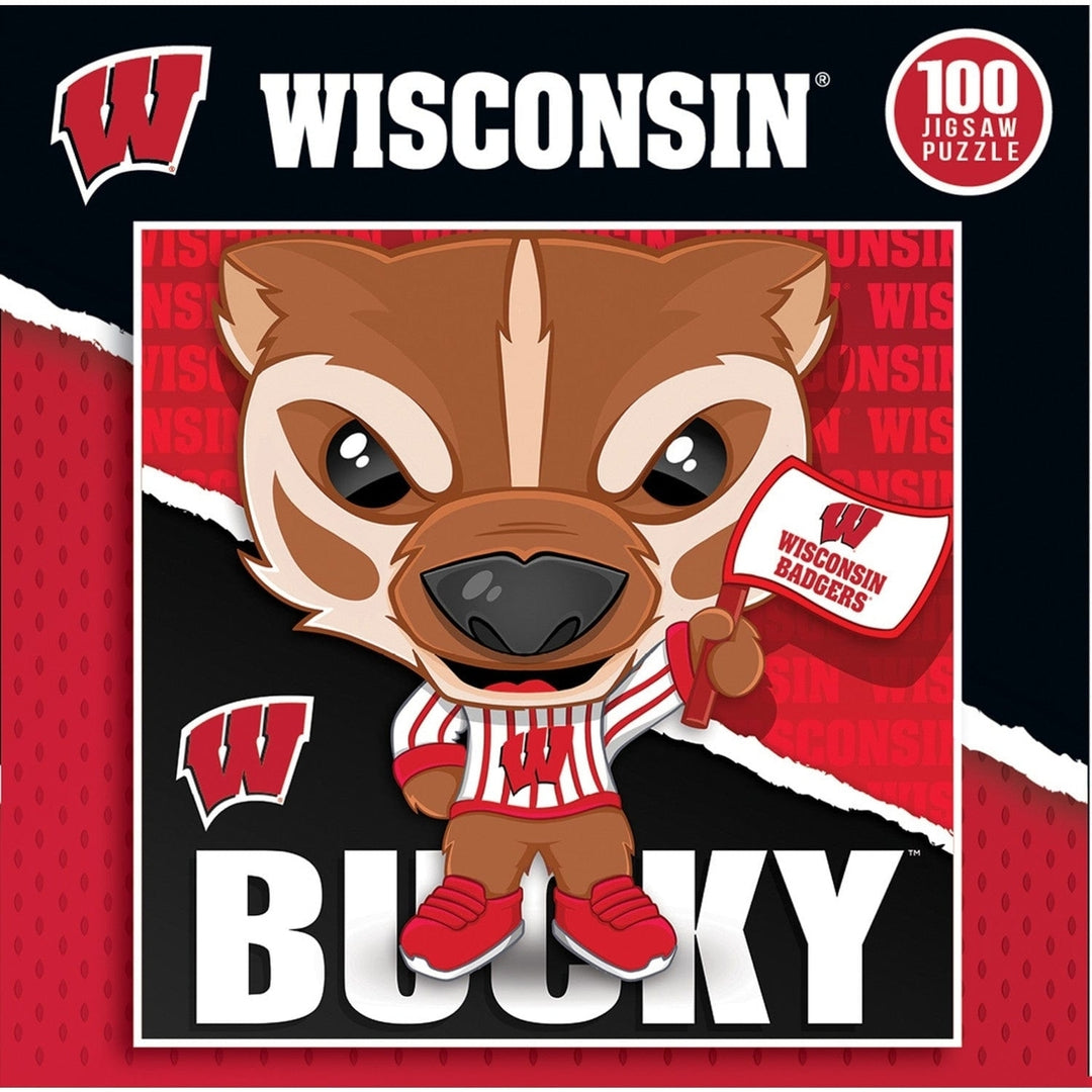 Bucky Wisconsin Badgers Mascot 100 Piece Jigsaw Puzzle 10x10 NCAA Collectible Image 3