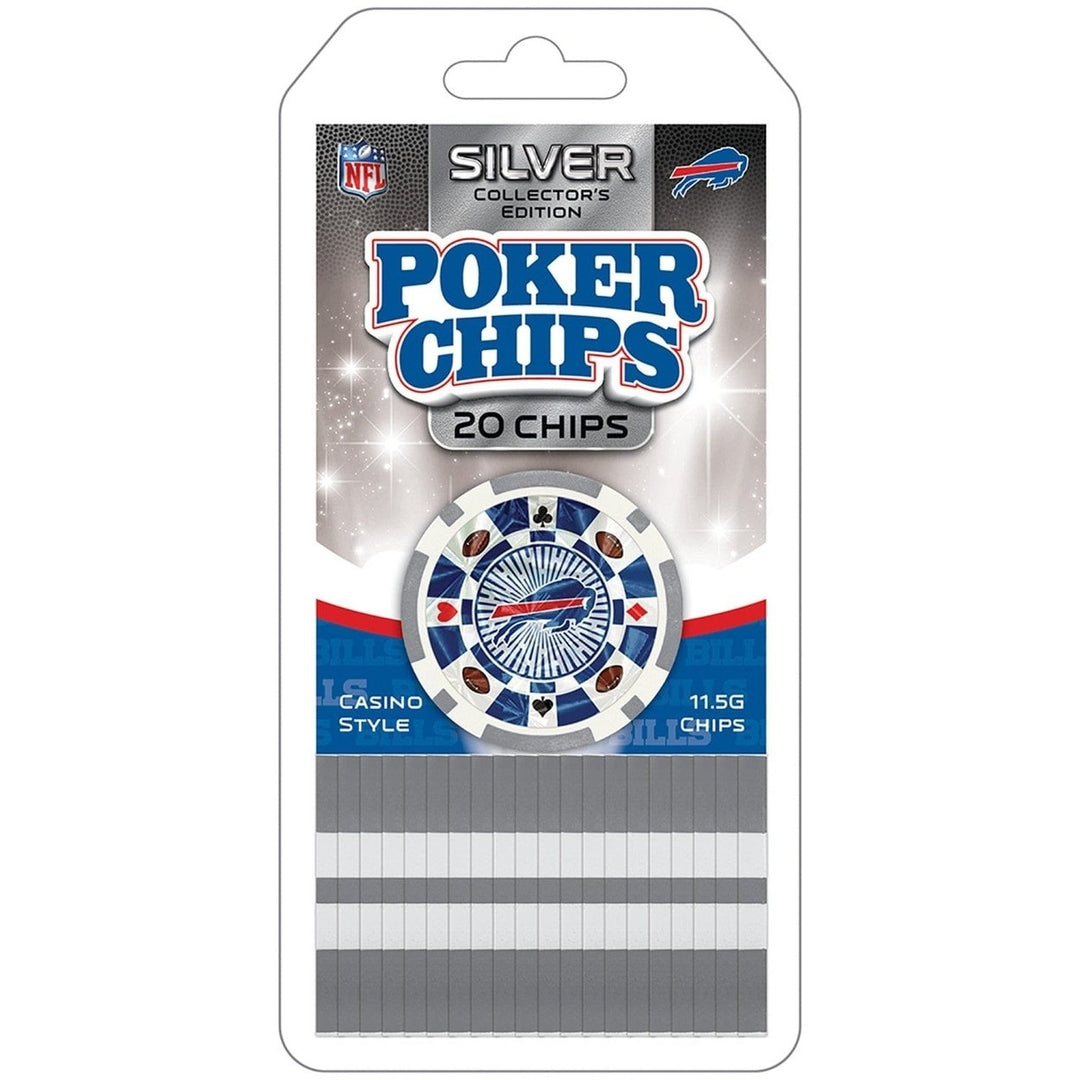 Buffalo Bills 20 Piece Poker Chip Set Silver Collector Edition NFL Fan Gear Image 1