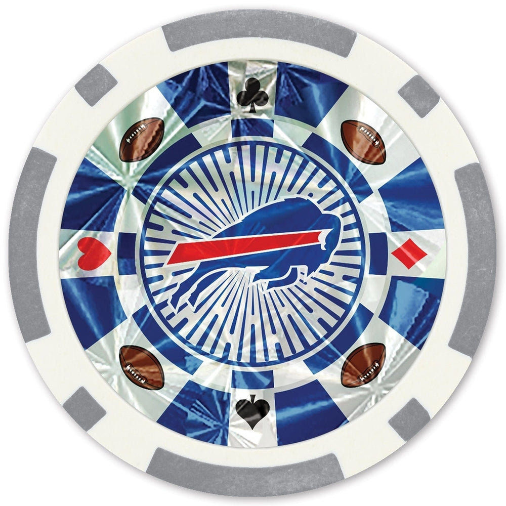 Buffalo Bills 20 Piece Poker Chip Set Silver Collector Edition NFL Fan Gear Image 2