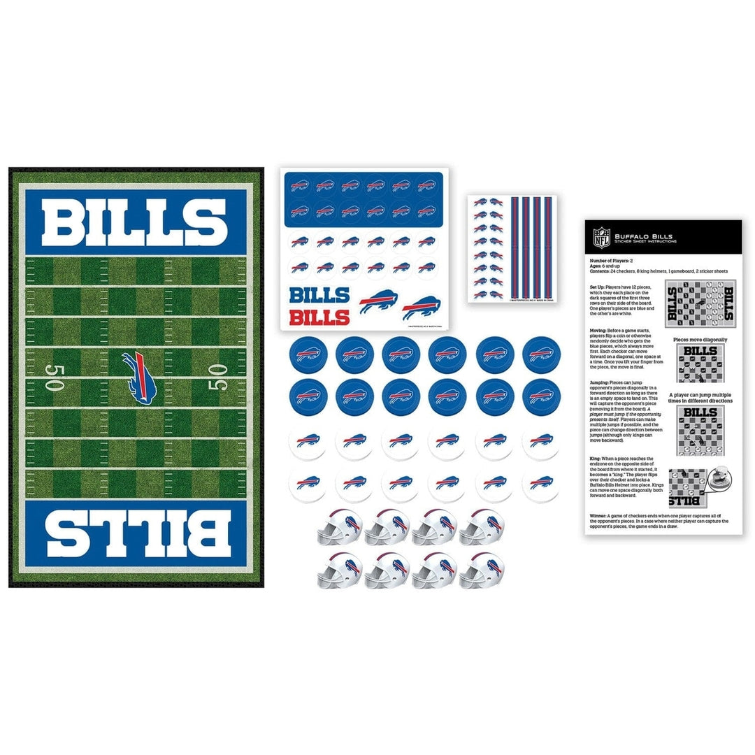 Buffalo Bills Checkers Board Game NFL Officially Licensed 24 Pieces and Helmets Image 2