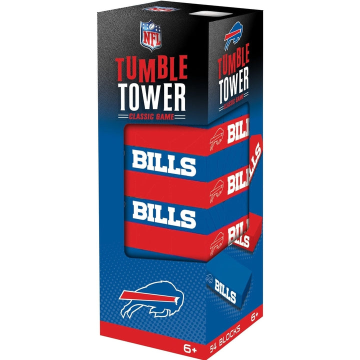 Buffalo Bills Tumble Tower NFL Wooden Game 54 Blocks Stacking Fun Challenge Image 1