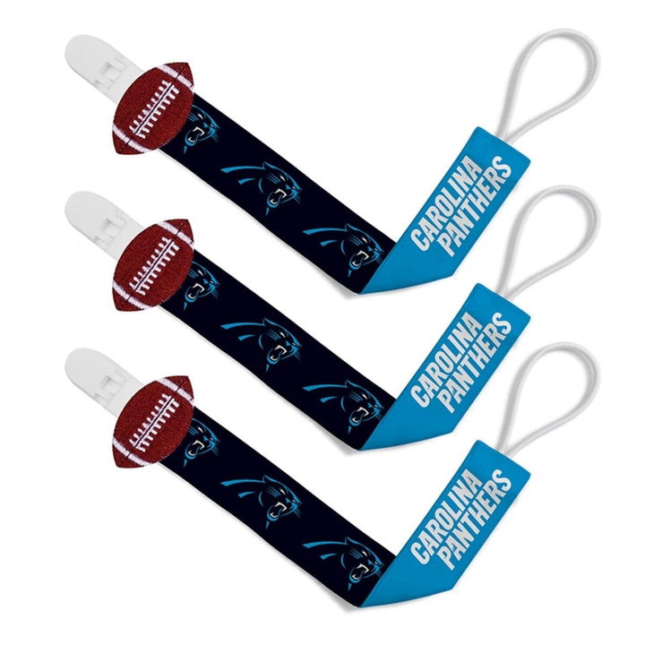 Carolina Panthers NFL Pacifier Clip 3-Pack Team Colors Baby Fanatic Image 1