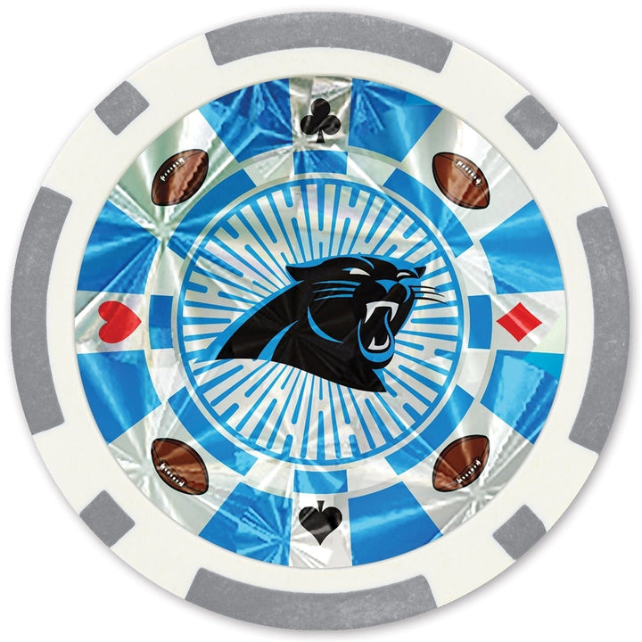 Carolina Panthers Poker Chips Set 20 Casino Style Metallic Collectors Edition Image 2