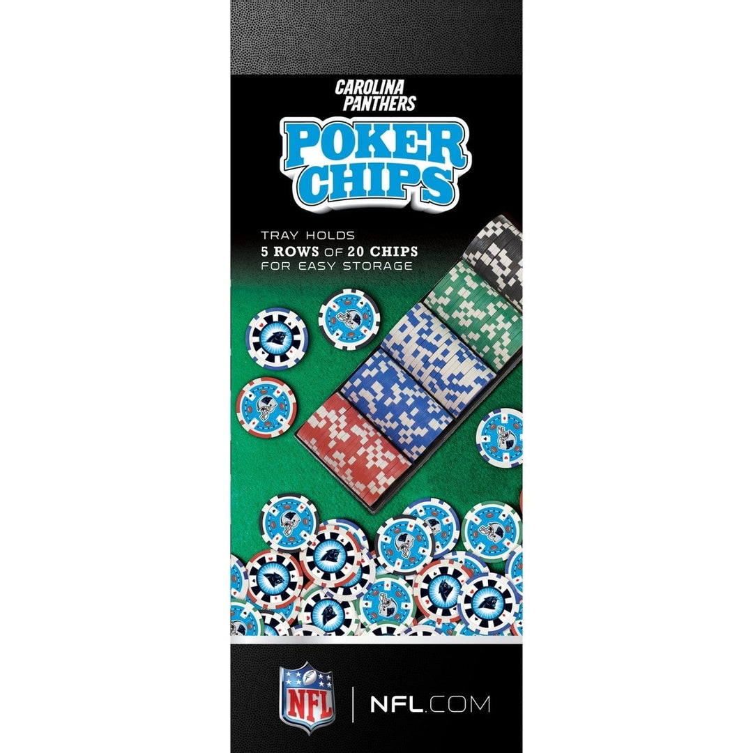 Carolina Panthers 100 Piece Poker Chips Casino Style Team Colors Gaming Set Image 2