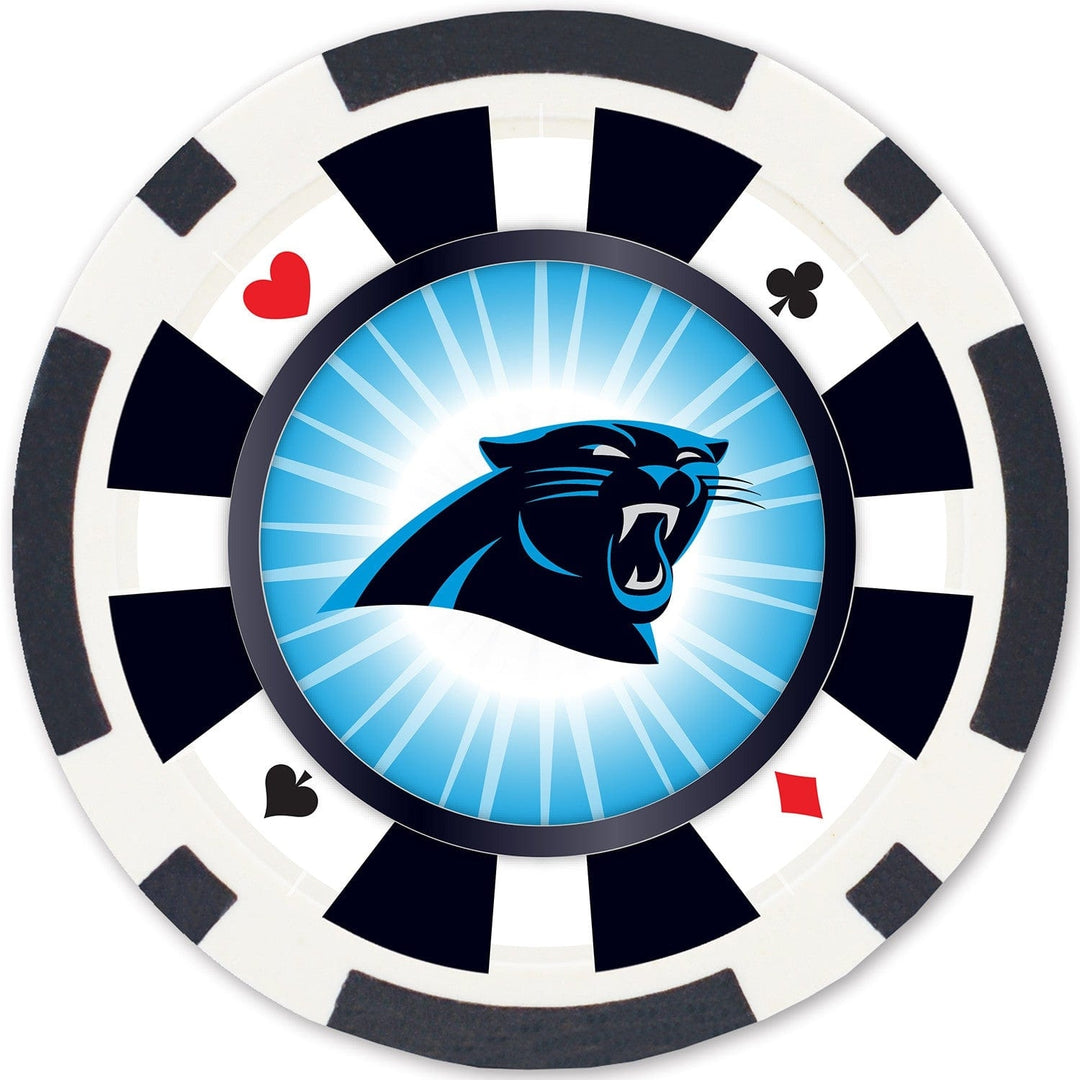 Carolina Panthers 100 Piece Poker Chips Casino Style Team Colors Gaming Set Image 3