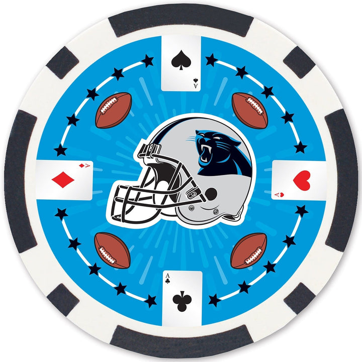 Carolina Panthers 100 Piece Poker Chips Casino Style Team Colors Gaming Set Image 4