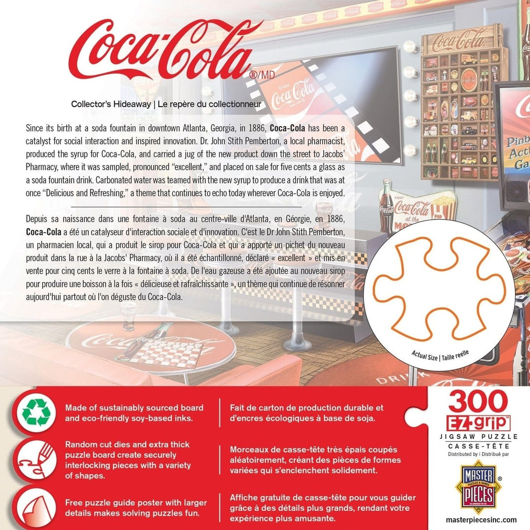 Coca-Cola Collectors 300 Piece EZ Grip Jigsaw Puzzle Vintage Recreation Room Image 3