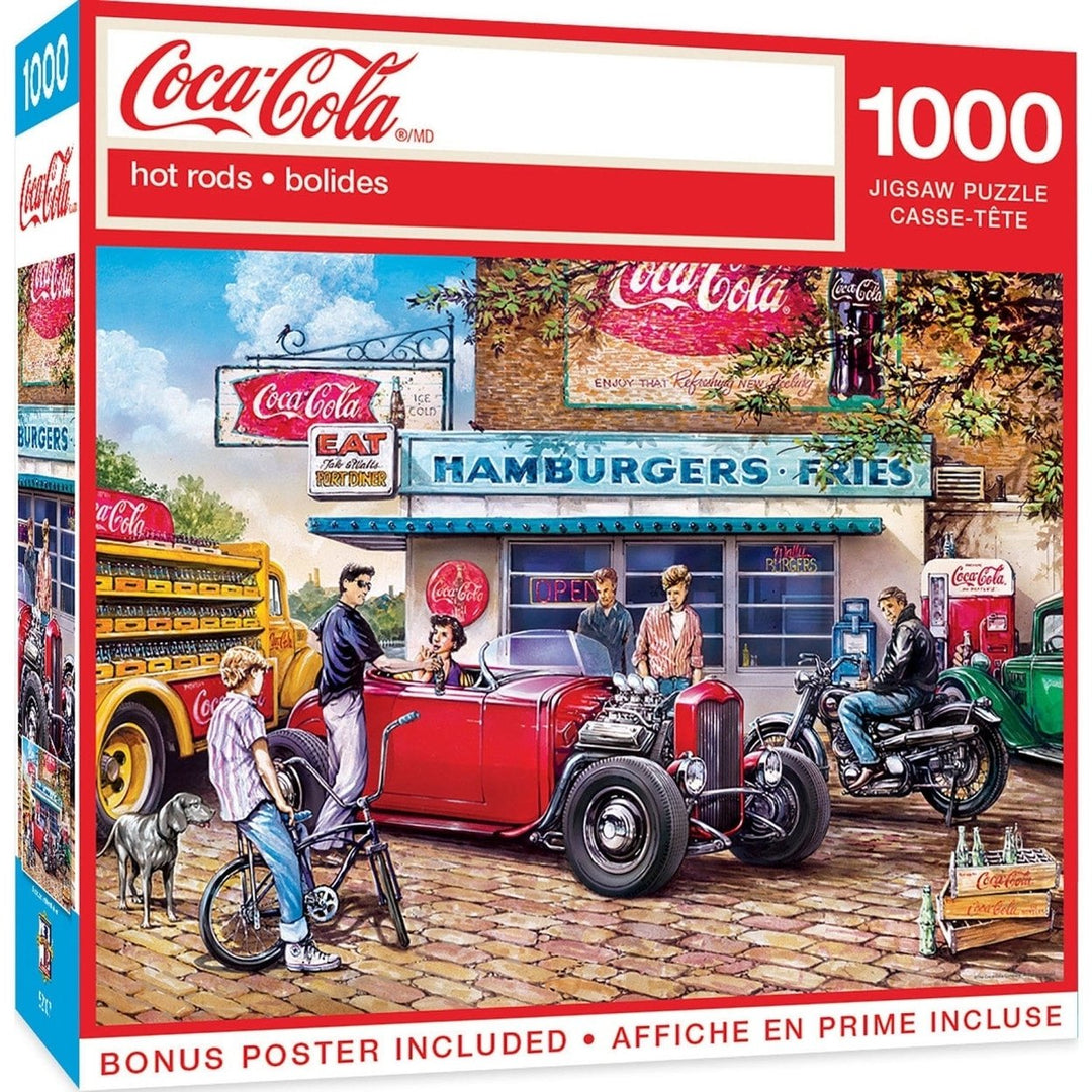 Coca-Cola Hot Rods 1000 Piece Jigsaw Puzzle 19.25 x 26.75 Recycled Material Image 1