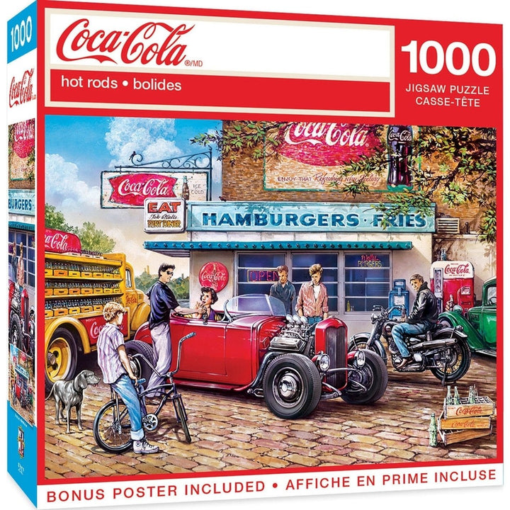 Coca-Cola Hot Rods 1000 Piece Jigsaw Puzzle 19.25 x 26.75 Recycled Material Image 1