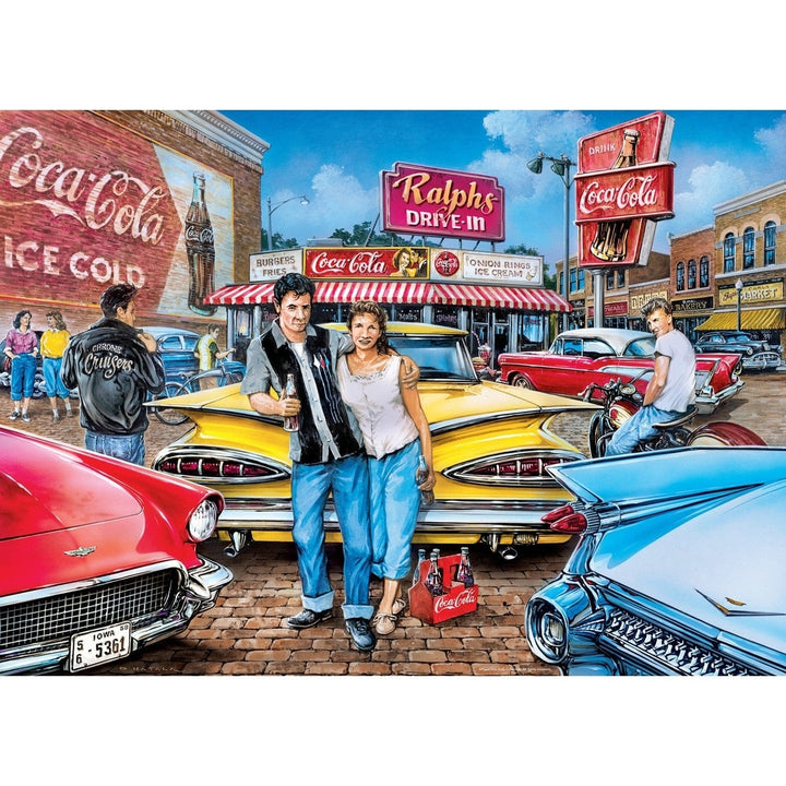 Coca-Cola Drive Through 1000 Piece Jigsaw Puzzle Vintage Hot Rod Nostalgia Image 2