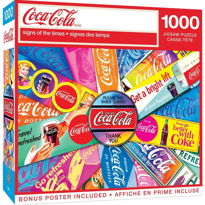 Coca-Cola 1000 Piece Jigsaw Puzzle Signs of the Times Recycled Material 19.25"x26.75" Image 1