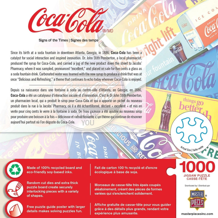 Coca-Cola 1000 Piece Jigsaw Puzzle Signs of the Times Recycled Material 19.25"x26.75" Image 3