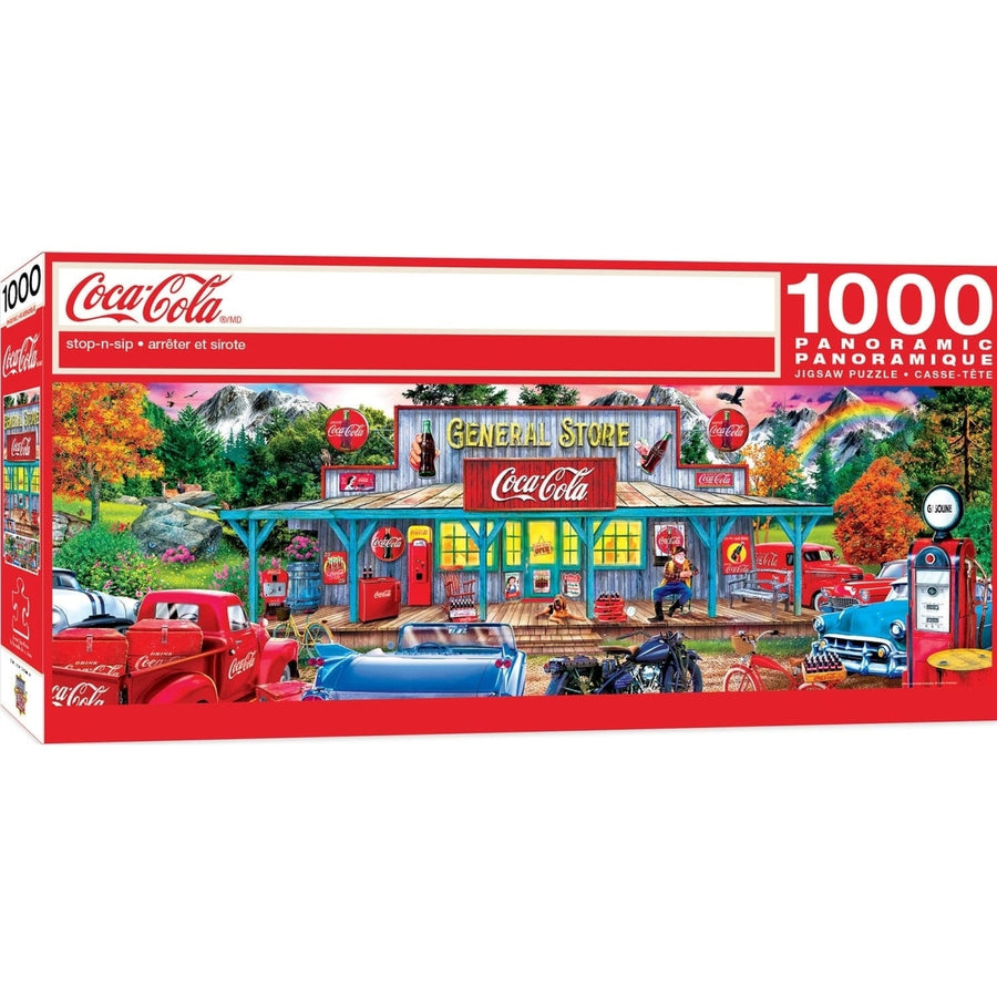 Coca-Cola 1000 Piece Panoramic Jigsaw Puzzle Stop-n-Sip Eco-Friendly Chipboard Image 1